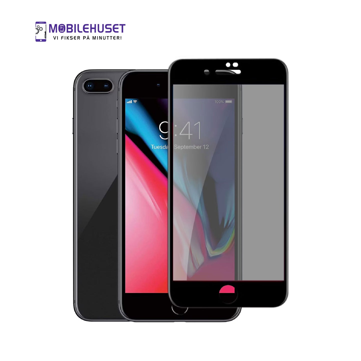 iPhone 8 Plus Personvern Herdet Glass Skjermbeskytter – Beskytt Skjermen og Privatlivet Ditt