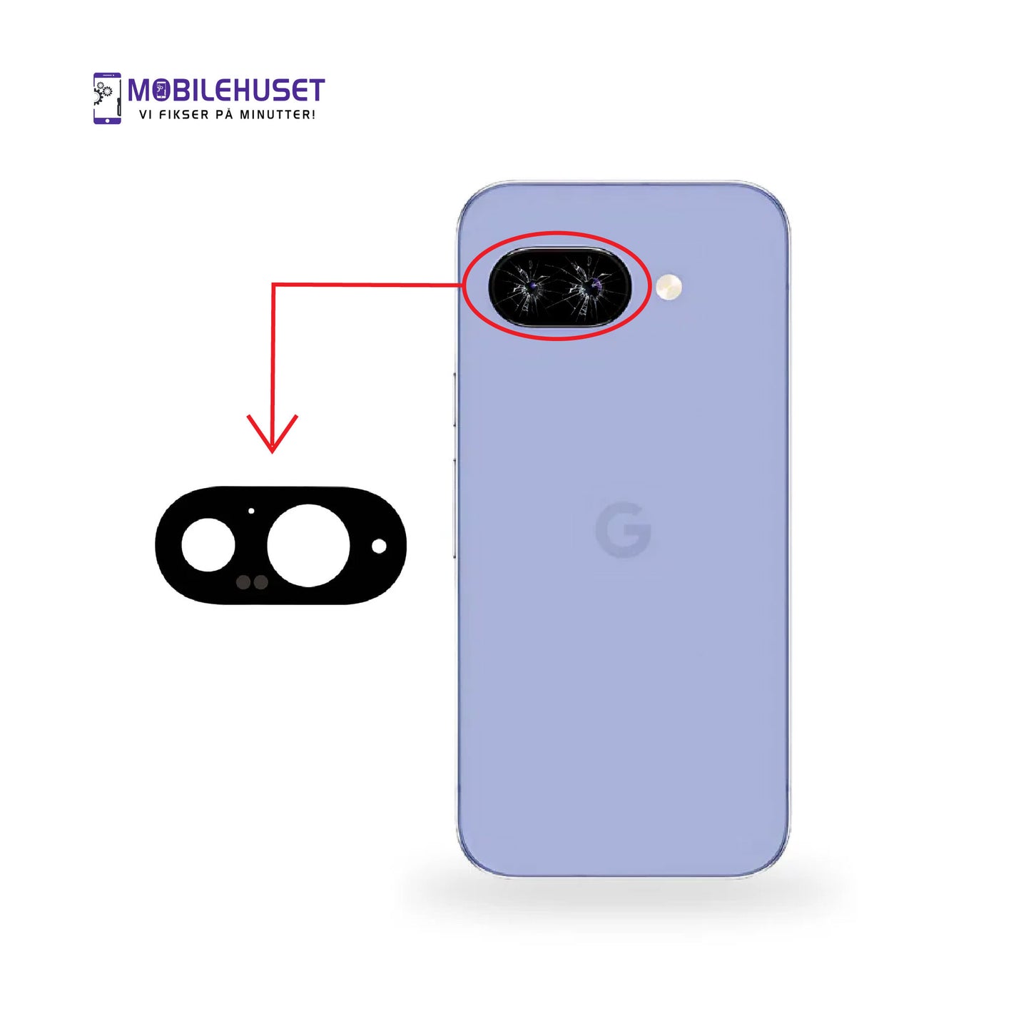 Google Pixel 9a Kameralinse Reparasjon og Utskifting | Mobilehuset