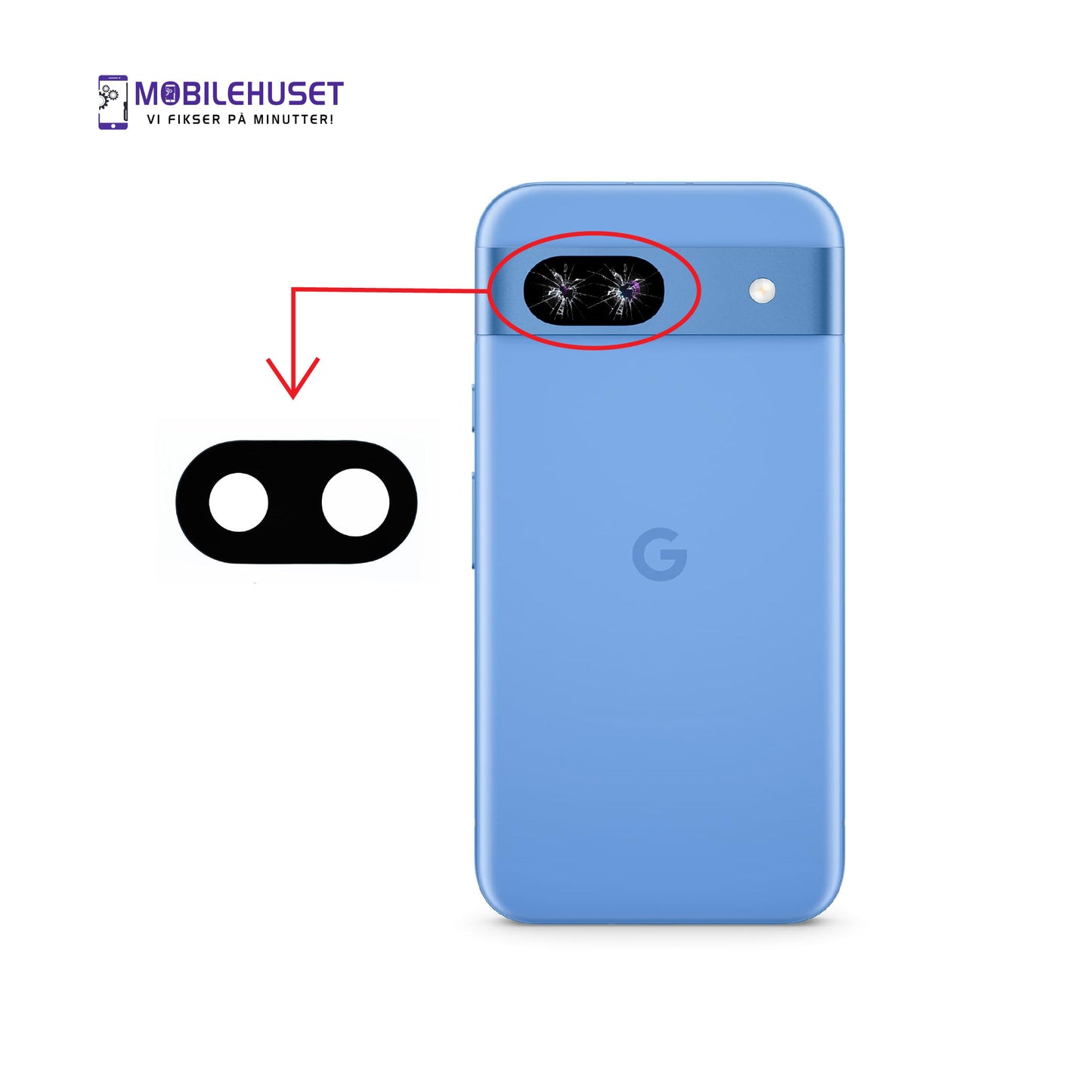 Google Pixel 8a Kameralinse Reparasjon | Bytte av Kameraglass | Mobilehuset